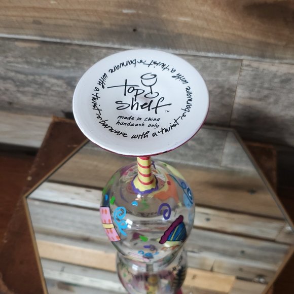 Top Shelf Handpainted Wine Glass - Happy Birthday  with Box - Picture 5 of 7